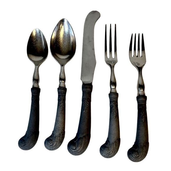 Set of 5 Place Settings RWP Wilton Armetale Bishop Pewter Stainless Flatware - Picture 3 of 16